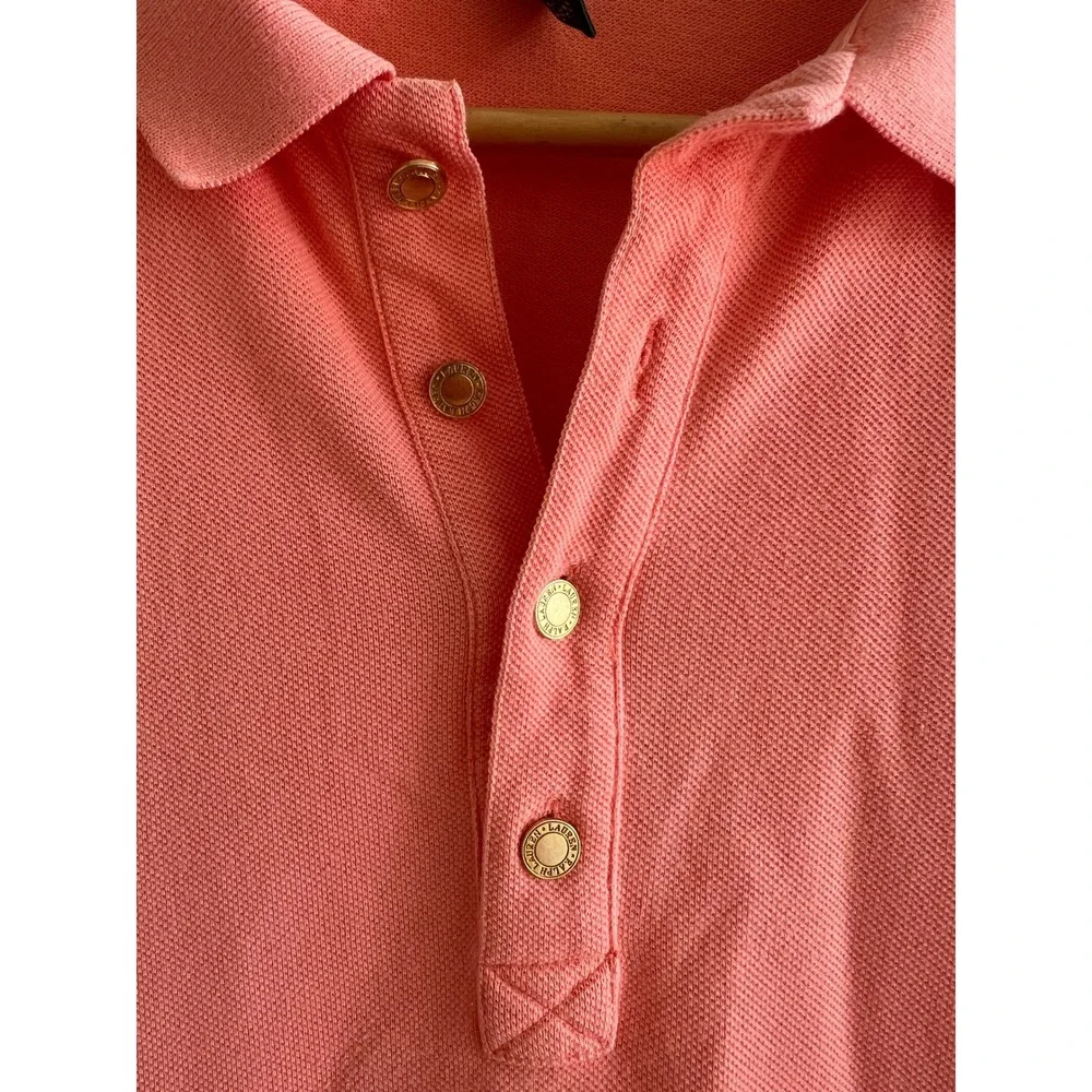 Lauren Ralph Lauren M Coral Piqué Cotton Polo Old Money Preppy Coastal Top - Picture 7 of 9
